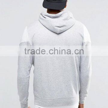 Custom With Hood Contrast White Grey Colour Men's 65% Polyester 35% Cotton Casual Regular Fit Zip Open Blank Fleece Hoodies photo-2