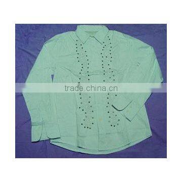 long sleeve beading shirt 100% cotton shirt