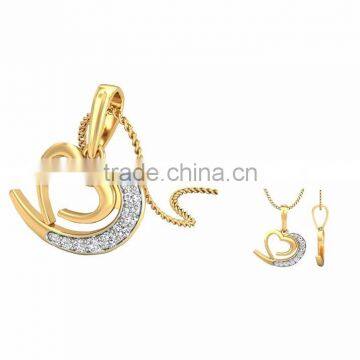 Indian Gold Plated CZ Studded Double Heart Pendant