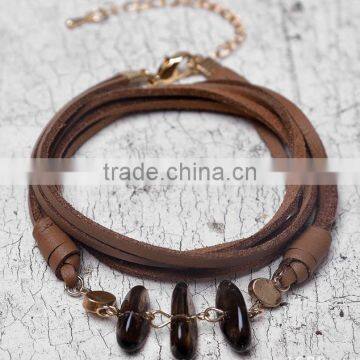 quality natural stone charms genuine leather bracelets mix wraps charms leather bracelets with unique big stone charms