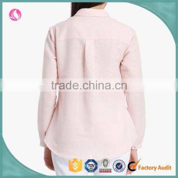 Women Blouse Shirt Model Woman Fashion Pink Linen Shirt photo-2