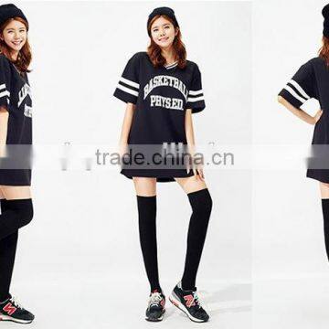 Female Black Sports Printed Letters Long V-neck Fleece photo-2