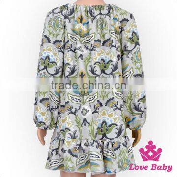Yiwu Lovebaby New Model Girl Ruffle Bloomers Fancy Dress Printed Pattern Long Sleeve Frock Design For Baby Girl photo-5