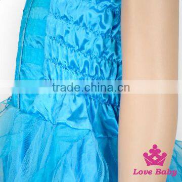Fashion Baby Girls Plain Blue Halter Sleeveless Ruffle Tutu Little Kids Party Wear Dress photo-5