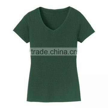 Latest Design Ladies Slim Fit v Neck High Quality Plain no Brand T-shirt photo-2