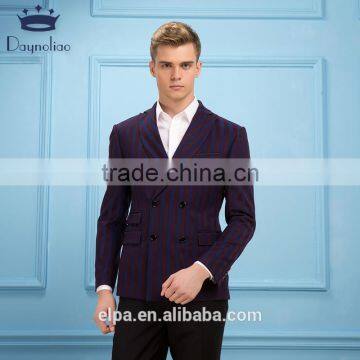 Daynoliao 2016 fashion design men wear vertical stripe half lining purple latest men blazer designs