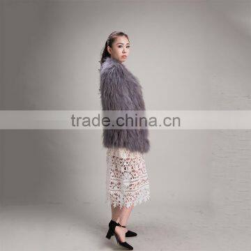 Myfur Women Winter Fluffy Real Raccoon Fur Coat Fur Outerwear Jacket Dark Grey photo-3