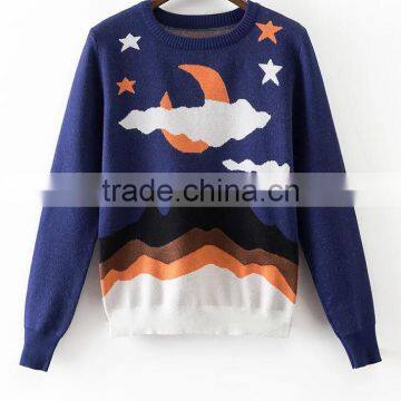 EY0877S Women Pullover Sweater Knitted Sweater Women Floral Print Sweater photo-3