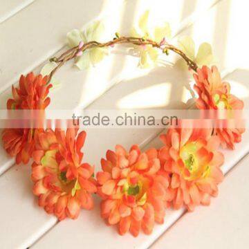 Wholesale Artifical Flora Bridal Headband Sunflower Head Wreath photo-5