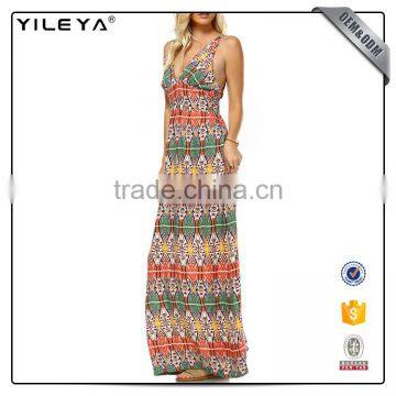 Pattern Printed Latest Fashion Maxi Dresses for Ladies,summer Hippie Clothing Cotton Boho Maxi Dress photo-2