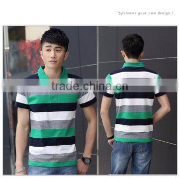 Hot Sale Custom High Quality Pure Short Sleeve Stripe Polo Shirt For Man photo-2