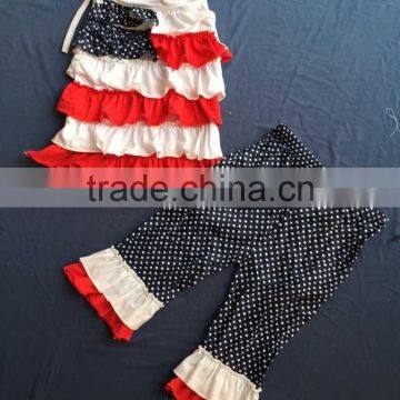 WY-516 Wholesale Girls Spring Ruffle t Shirts Sets Kids Condole Belt Outfit Children Pants Clothing photo-2