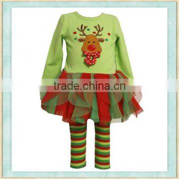 2017 Ibear Wholesale Kids Clothing Sets Baby Girls Deer Patern Grenadine Designs Christmas Costume Outfits photo-2