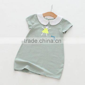 Short Sleeve Pure Color Sweet Style Baby Girl Casual Dress photo-5