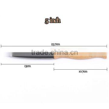2017 New High Quality Bamboo Handle Ceramic Knife Blade Black Suit Exquisite Kitchen Knife With Holder photo-4