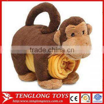 Lovely design monkey animal hugged small blanket wholesale