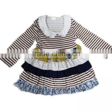 2016 newest baby girl stripe dress multilayer ruffle child baby dress model