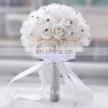 Pure White And Ivory Rhinestone Bridal Bouquet Wedding Flower Bouquet