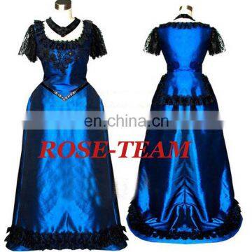 Rose Team-Free Shipping Custom-made Elegant Medieval Victorian Gown Ball Costume Blue Gothic Punk Dress