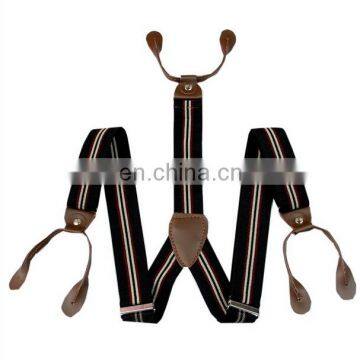 Stripe Color Braces Suspenders With Leather End Finish photo-2