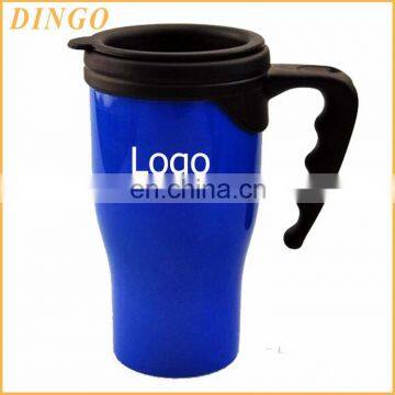 Best selling promotional gift plastic coffee mug with lid and handle customized logo printing travel mug