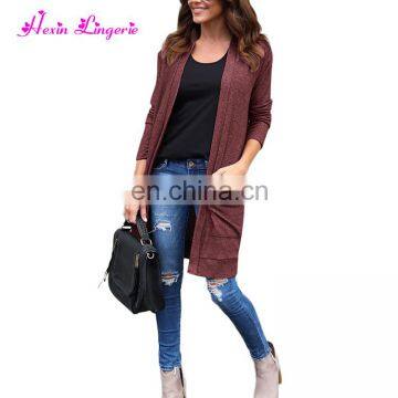 Knitting Sweaters Outerwear Pocket Long Women 2017 Latest Design Cardigan photo-4