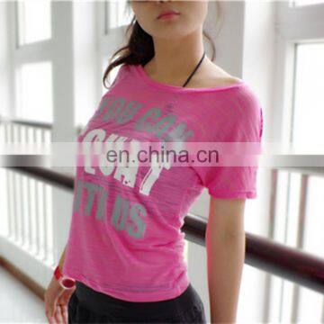 2017 new summer printed pattern t shirt running t shirt gym clothes running shirt for women