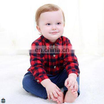 T-BSS009 Kids Beautiful Model Plaid Lapel Latest Shirt Design for Boys