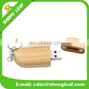 mini wholesale Wooden USB Flash with keyring