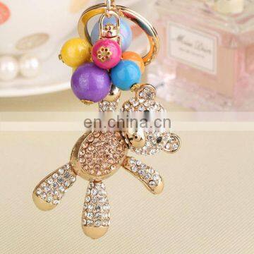 HOTEST GIFT GLAMOROUS DELICATE CRYSTAL PINK BALLOON BEAR KEYCHAIN