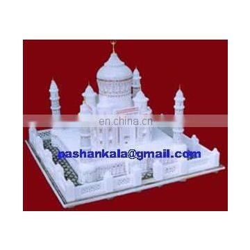 White Marble Handmade Taj Mahal Replica India Stone Art Gift Home Decoration