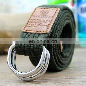 BT0635 Fashion Double D-ring Jeans Belt Fabric Canvas Belt for Men photo-3