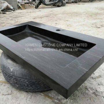 Blue Limestone Bathroom Wash Sink Natural Stone Console Sink photo-2
