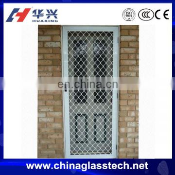 aluminum frame tempered glass security steel mesh screen door