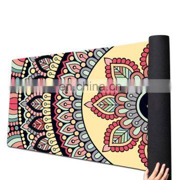 Eco friendly suede natural rubber yoga mat, towel rubber combo mat