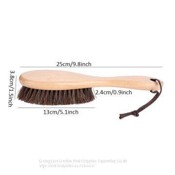 Natural Horsehair Shoes Brush Leather Cleaning Brush With Long Wood Handle for Upholstery, Cleaner Car Interior, Upholstery Furniture, Shoes,Leather Clothes,Handbags, Sofa photo-2
