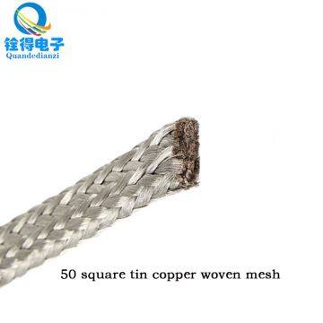 We can supply 50 square tinning copper braided belt 24/132/0.1 braided net for wire harness processing of new energy vehicles