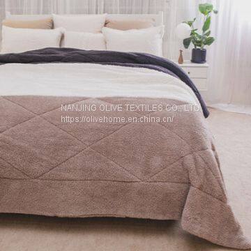 Quilted Patchwork Sherpa Comforter with Micro Mink Back