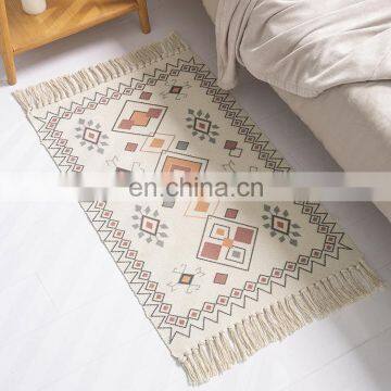 Hot selling cheap price printed floor mat for living room cotton woven carpets and rugs for sale