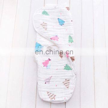 Organic Cotton Muslin Washed Gauze Print Adjustable Grid Summer Baby Swaddle Blanket
