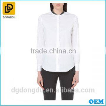 China wholesale long sleeve shirts for women Monili-collar cotton-blend shirt