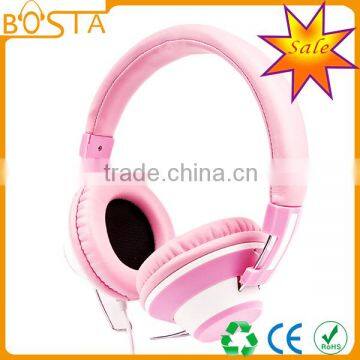 Fashion hot selling best stylish lovely pink leather headphone