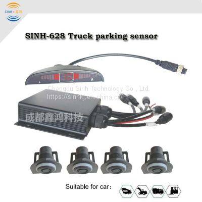 LED display Parking Sensor System with 0.4-8m detection range, with 4 sensors for Truck/Bus/Lorry/Vans