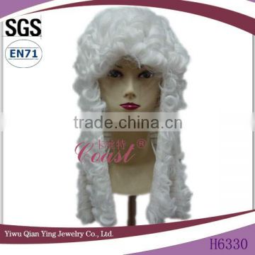 Fashion white long curly judge wigs