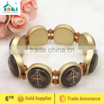 Plastic bracelet with cross pictures