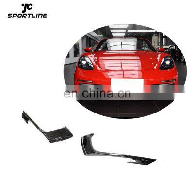 JCSPORTLINE Carbon Fiber 718 Front Bumper Canards for Porsche 718 Boxster Cayman 2-Door 2016-2019