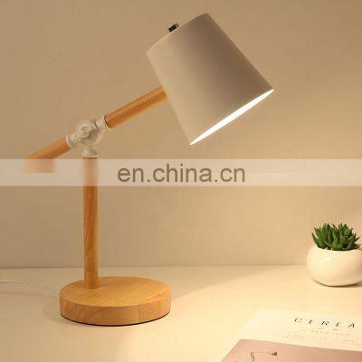 Black White Pink Color Table Lights Creative Wood Study Table Lamp for Kids