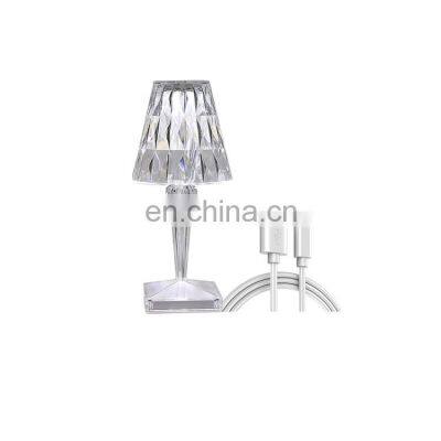 Modern bar restaurant acrylic lamp crystal led table rechargeable or battery cordless lamps