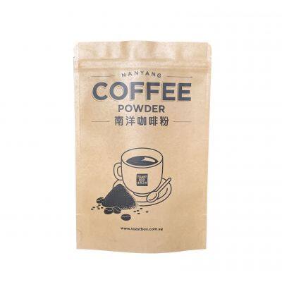 Zipper Top Small Kraft Paper Standing Up Coffee Shop Food Grade Packaging Pouch With Window