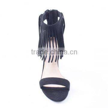 Good Quality Cheap Price High Heel Woman Suede Tassel Sandals Using Back Zipper photo-3